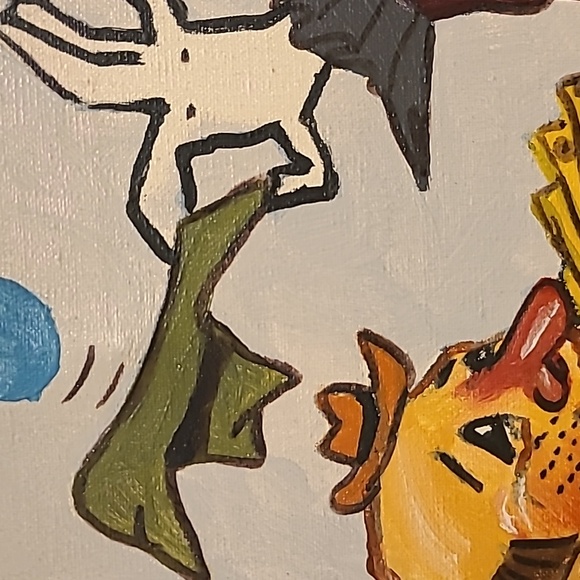 Oil on Canvas Whimsical Clown Wall Art Painting  24" x 20" - Picture 4 of 13